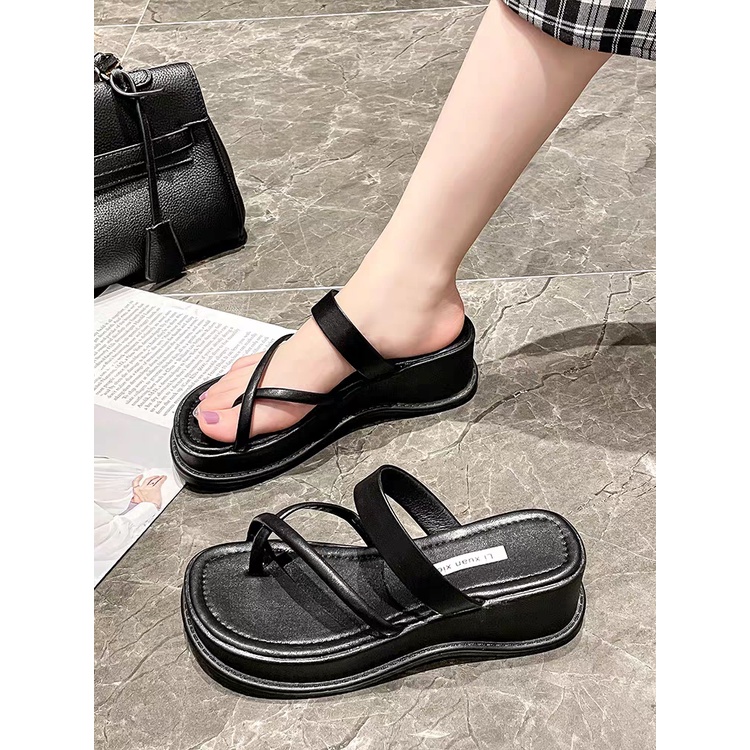 COD Sneakersdaily 565 Sandal Slip On Wedges Wanita Hak Tinggi Model Korea