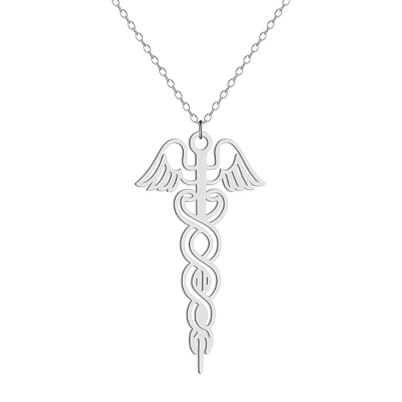 Z H Perhiasan Stainless Steel Cadusius Pesona Liontin Lapis Emas 18K Pria Dan Wanita Kalung Pesta Rock Punk Aksesoris Fashion Hadiah