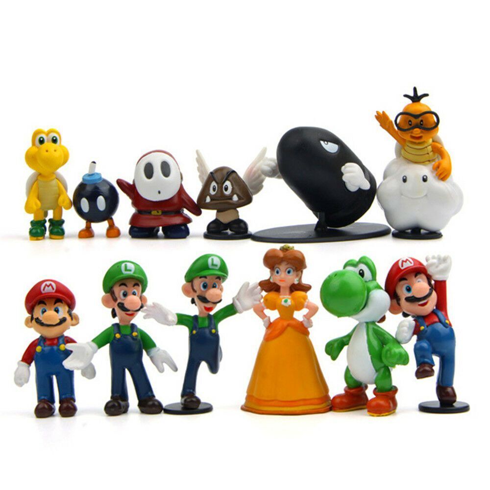 6pcs/set Super Marios Figure Mainan Supermarios Peach Princess Yoshi Kodok Monyet PVC Kue Mini Figurine Ornamen Boneka Untuk Anak