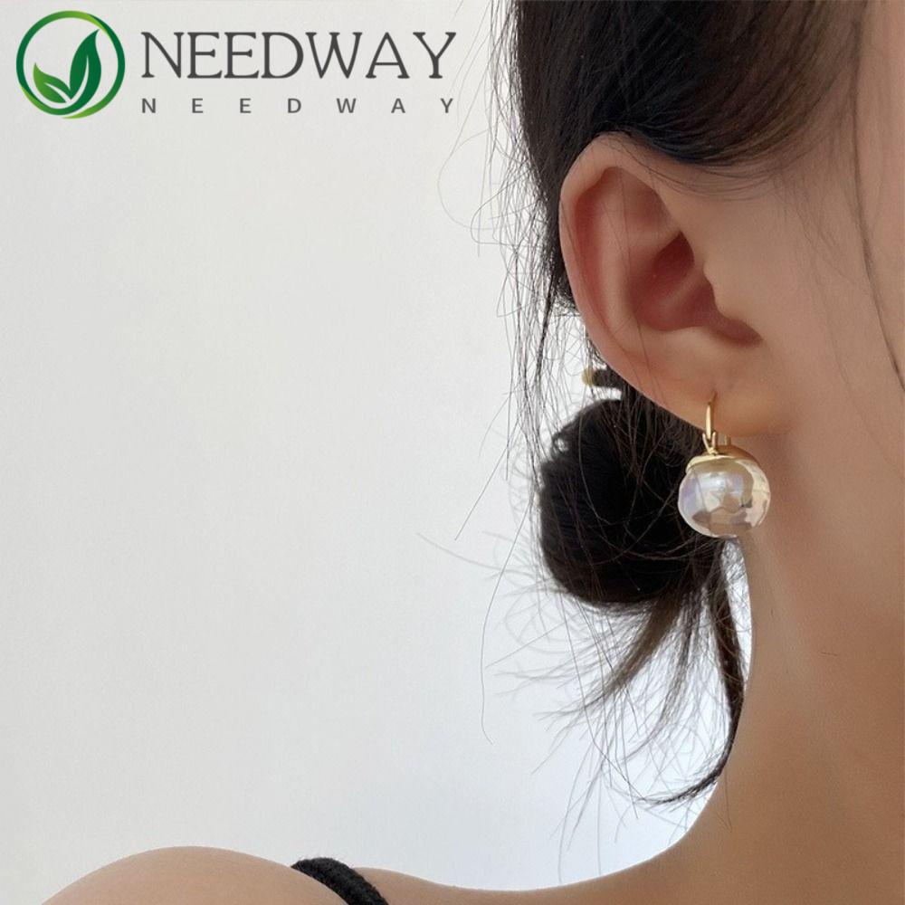 Needway   Glazed Bead Earrings Trendi Desain Feminim Rasa Earwear Hadiah Perhiasan Pernikahan Untuk Anting Gaya Korea Nya