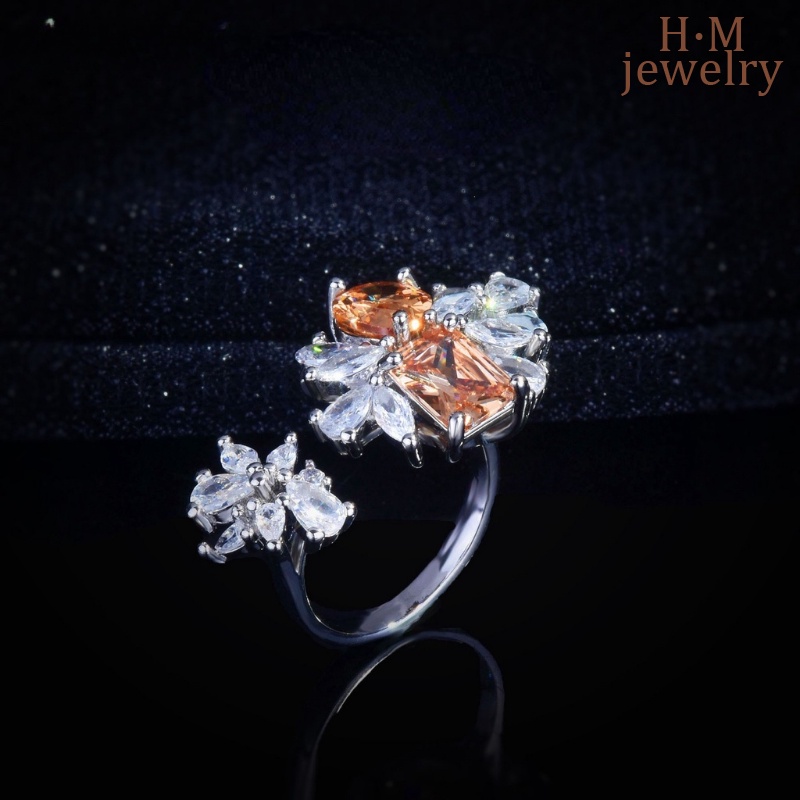 Super Peri Retro Terang Aaa Zirkon Berlian Kuning Kristal Batu Permata Cincin Cahaya Mewah Bermutu Tinggi Hidup Cincin