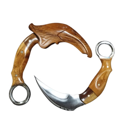 karambit lokal khas peraga silat tajam 2 sisi plus sarung batik