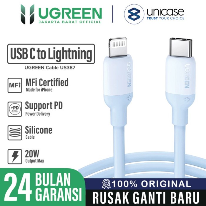 Cable Data USB C to iPhone Lightning UGREEN MFI 3A 20W Silicone Cable