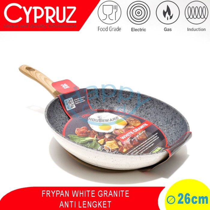 CYPRUZ 26cm WHITE MARBLE GRANITE Fypan | Teflon Induksi Anti Lengket