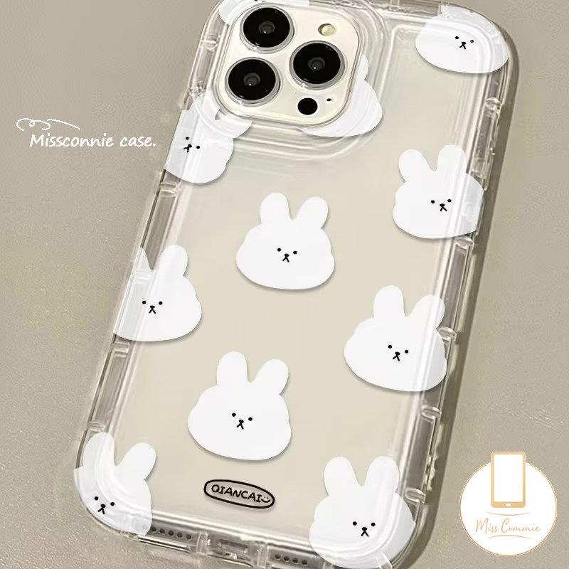 Casing Ponsel Kelinci Kartun Lucu Kompatibel Untuk IPhone 7Plus 11 14 13 12 11 Pro MAX 6 6S 7 8 Plus XR X XS MAX Ins Fresh Flower Rabbit Shockproof Clear Soft Airbag Back Cover