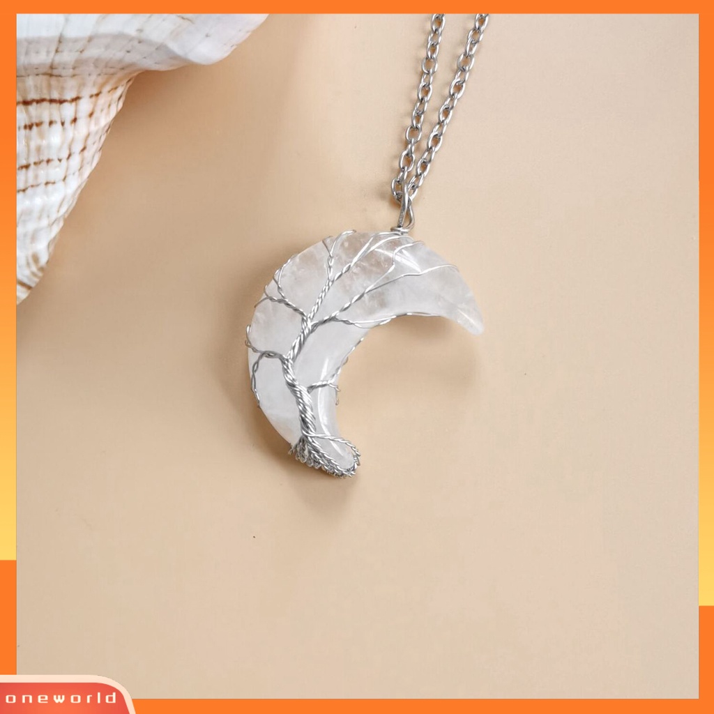 [ONE] Kalung Wanita Bentuk Bulan Sabit Rantai Kristal Imitasi Choker Necklace Perhiasan Anti Karat Untuk Hadiah