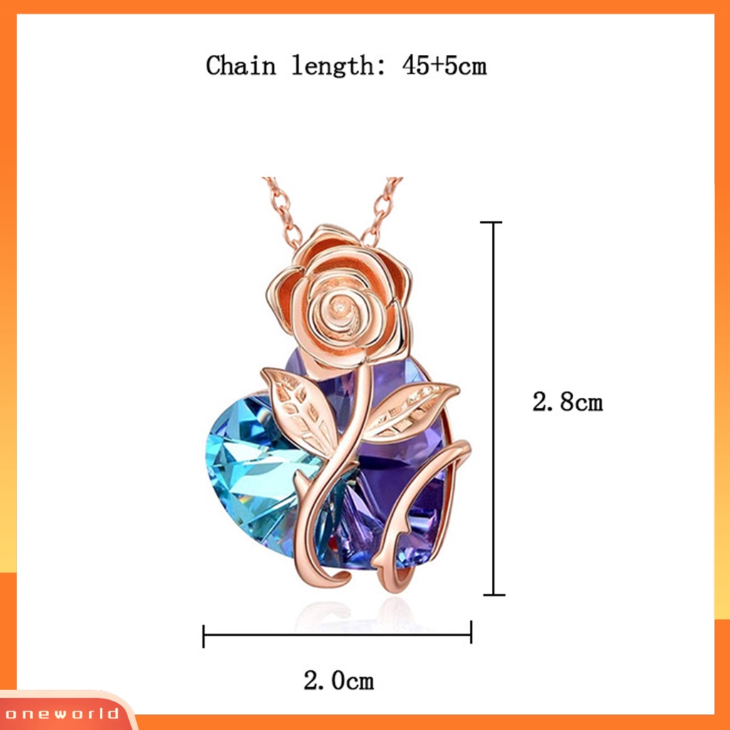 [ONE] Kalung Klavikula Elegan Nyaman Dipakai Rose Lapis Emas Mawar Kristal Imitasi Cinta Hati Wanita Kalung Untuk Pacaran