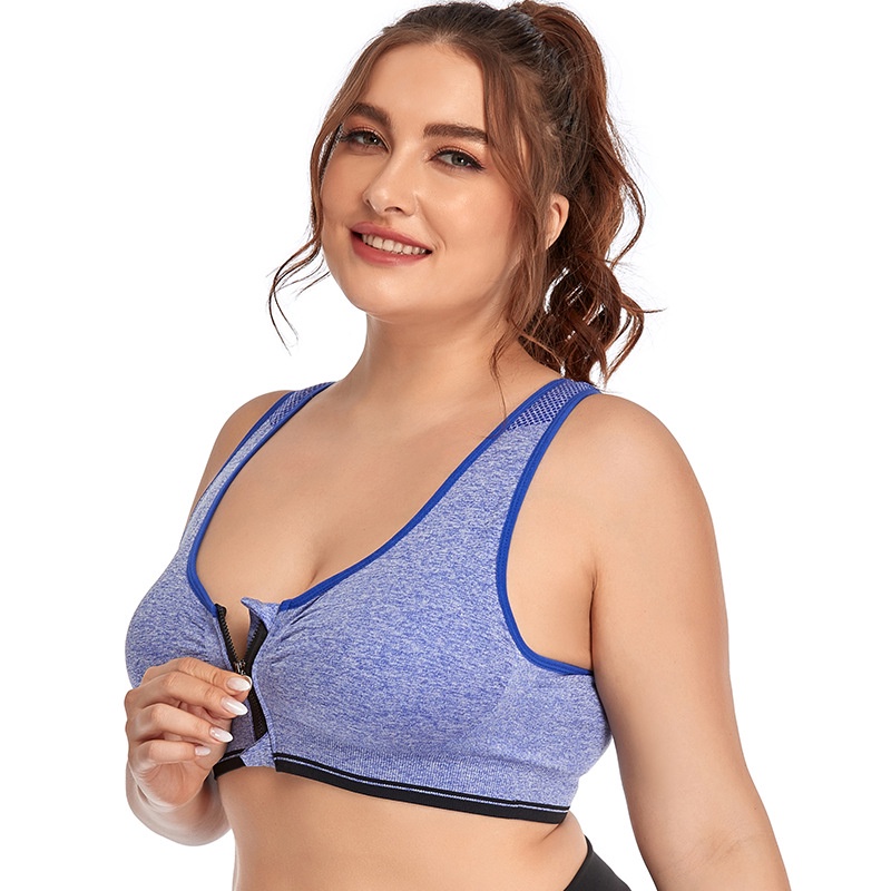 Sports Bra Jumbo Bra Olahraga Ritsleting Depan Bra Jumbo Cup Besar Tanpa Kawat Olahraga Bh Shockproof Hollow Back Breathable Bra 2023