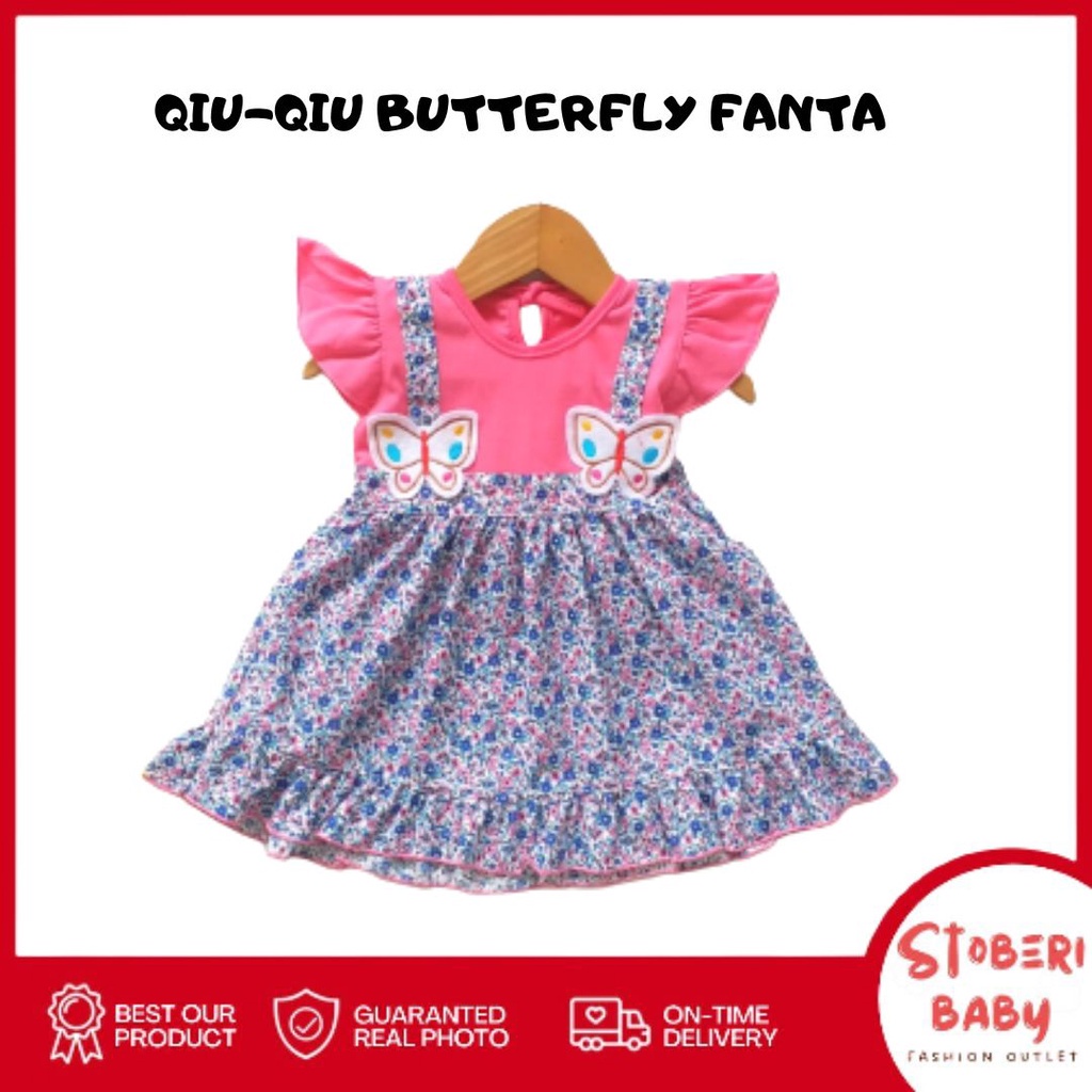 stoberi baby - QIU2 BUTTERFLY Baju Bayi Model Dress MURAH Baby Girl (0-6 bulan) Dress Anak Perempuan