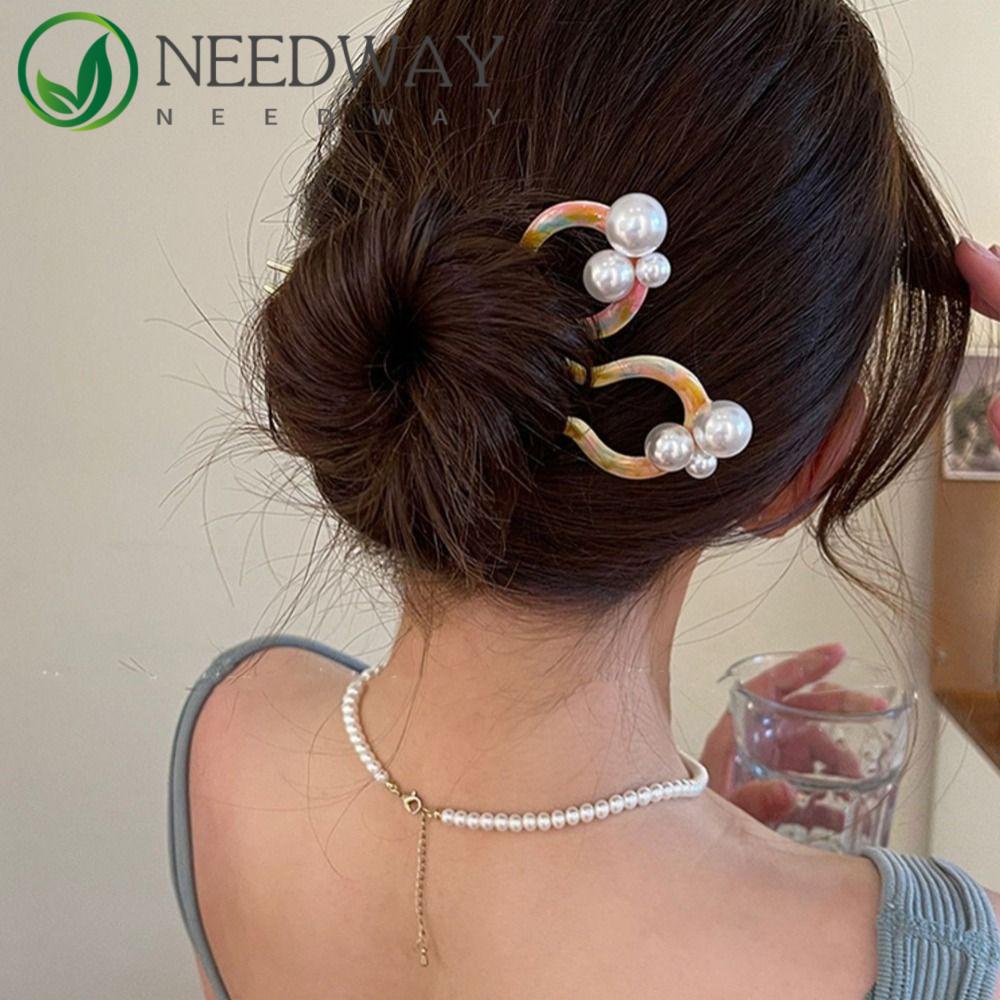 Needway   U-shape Hair Sticks Elegan Vintage Simple Wave Hair Clip Gaya Hanfu Jepit Rambut Kepang Gaya Korea Chinese Hair Fork