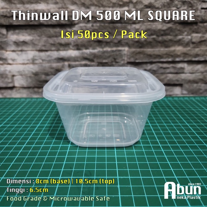 ✨murah✨ -Thinwall DM Square 500ml Isi 50pcs - DM- 1.2.23