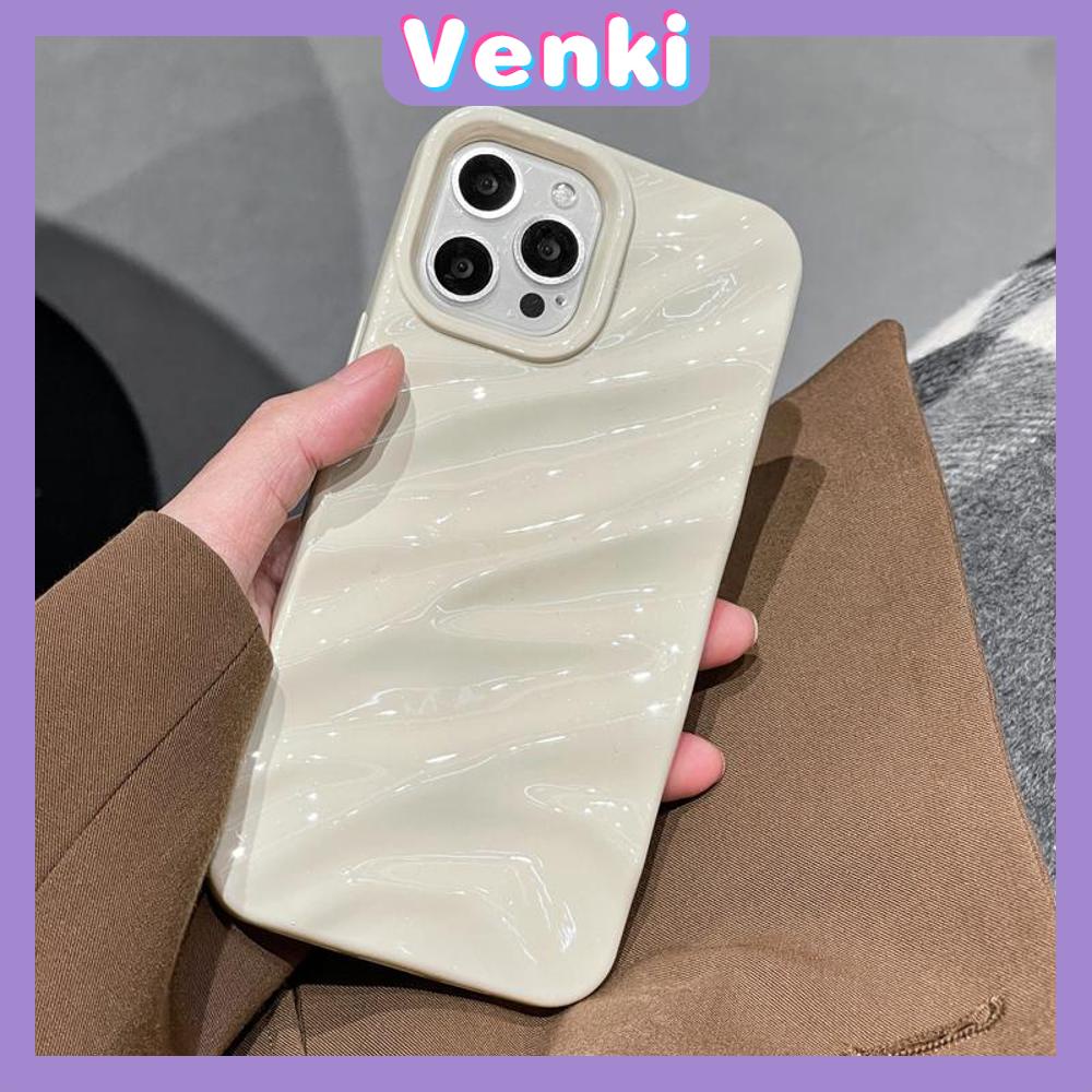 VENKI - Untuk iPhone 11 Case Soft Case Glossy 3D Ripple Dimensi Shockproof Coklat Ungu Hitam Putih Hijau Untuk iPhone 14 Pro Max 13 Pro max 12 Pro Max 11 iPhone XR XS 7Plus 8Plus
