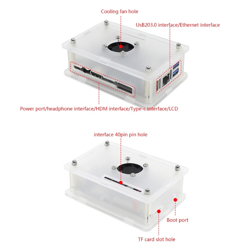 Cre Kotak Kandang Akrilik Dengan Kipas Pendingin Untuk Orange Pi5 5B Papan Pengembangan Case Heatsink Fan Cooling Radiators