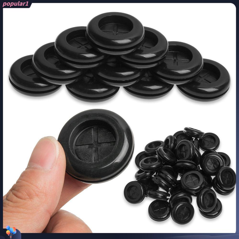 Populer 50pcs Grommet Koil Pelindung Pipa Air Kawat Listrik Hitam Karet Penahan Bagian Cincin