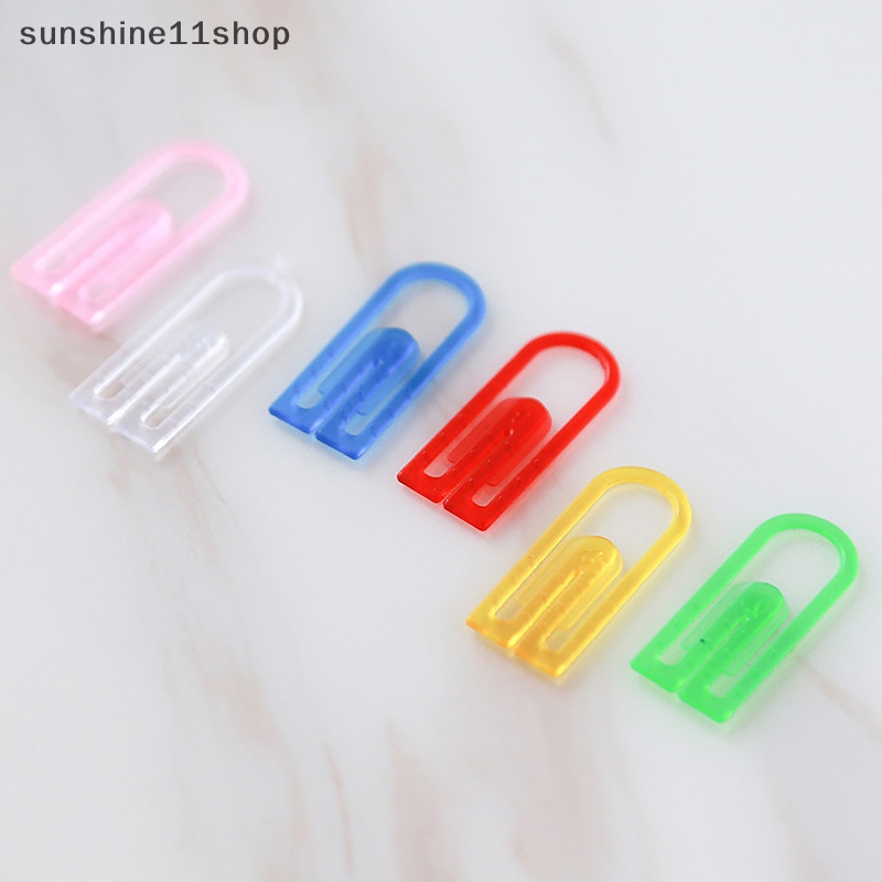 Sho 60pcs /box ABS Klip Kertas Mini Warna-Warni Kawaii Stationery Candy Color Clear Binder Klip Foto Tiket Notes Surat Paper Clip N