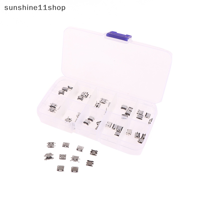 Sho 50Pcs /Box 10model Micro USB Female 5pin DIP Tipe B SMT USB Konektor Plug N