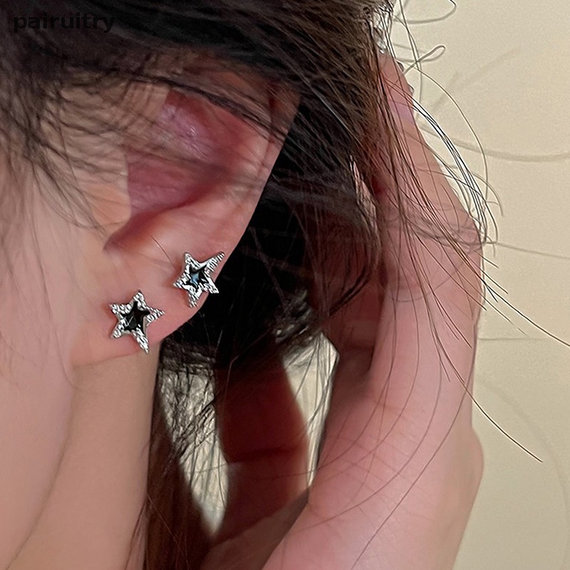 Prt Mode Baru Zirkon Bintang Stud Anting-Anting Untuk Wanita Gadis Punk Gothic Pentagram Telinga Tulang Anting-Anting Aestheitc Y2K Perhiasan PRT