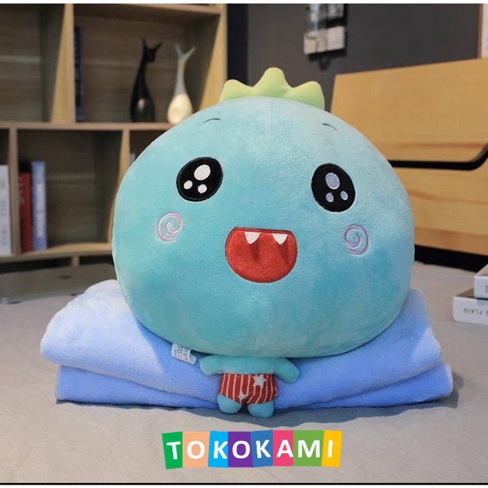 Boneka Balmut Bantal Selimut Karakter Dino - Biru Muda