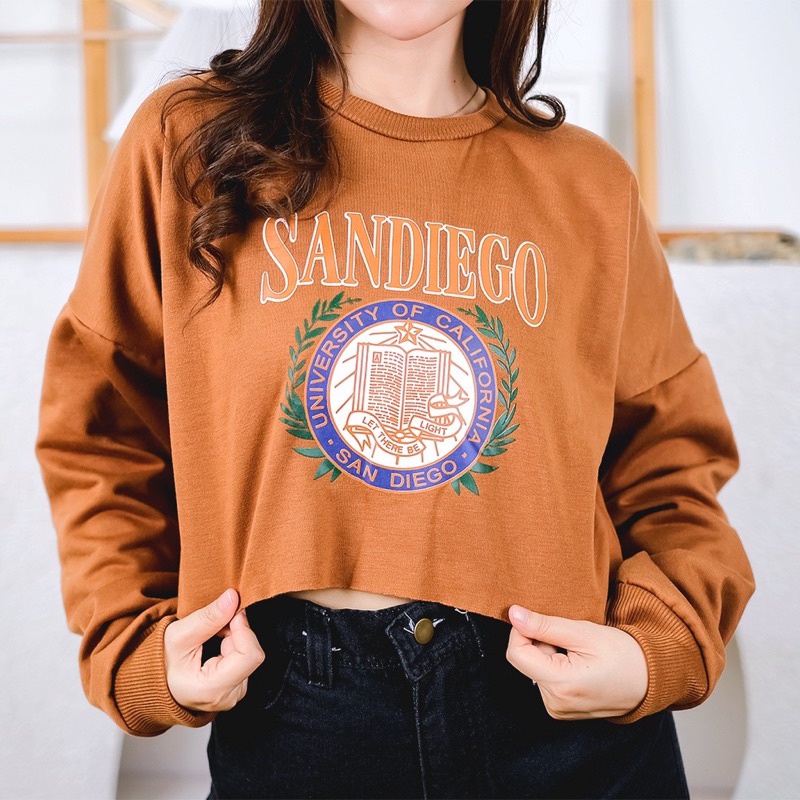 Tq88indonesia Fashion Sweater Crop SANDIEGO Fleece / sweater crop kekinian / Sweater crop korea Top Wanita