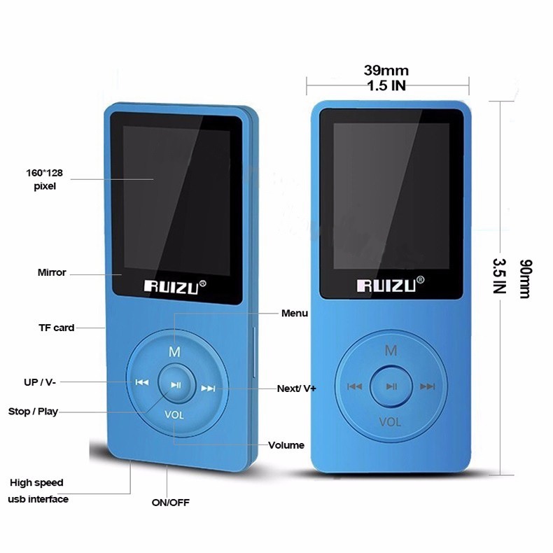 RUIZU X02 8GB AESTHETIC MP3 MP4 Audio Player Lossless HD FLAC SQ