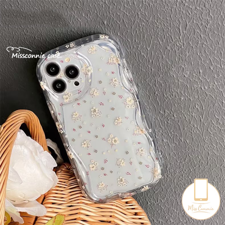 Untuk Realme C35 C21Y C25 C53 C55 C31 C20 C20A C11 C33 C30 C21 5 7i 6 5i 5S C17 C3 C15 C25Y C25s C12 C11 2021 Clear 3D Wavy Curved Edge Glossy Fresh Flowers Tulip Floral Soft Case