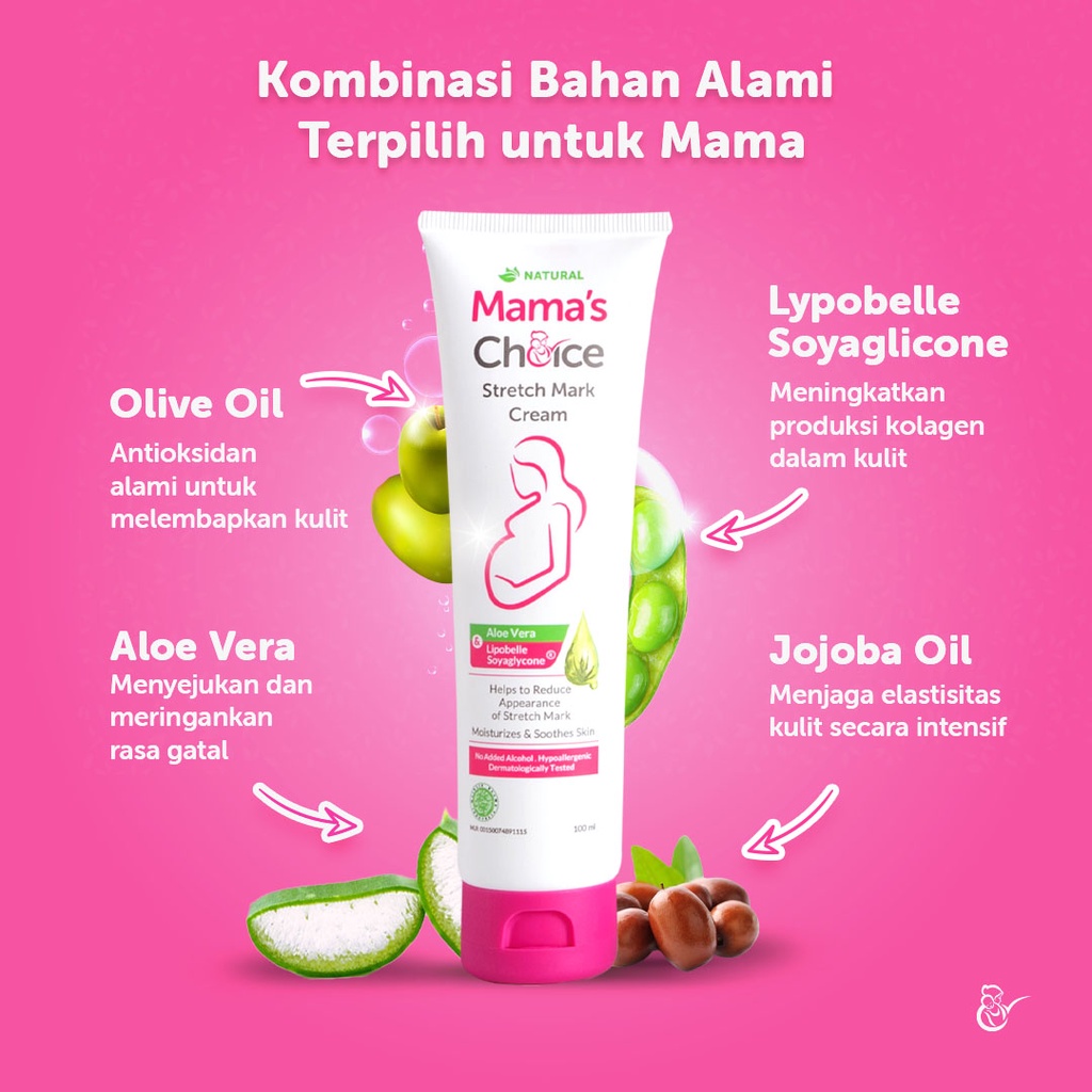 Mama's Choice Stretch Mark Cream (Krim Penghilang Strechmark Aman untuk Ibu Hamil dan Menyusui)