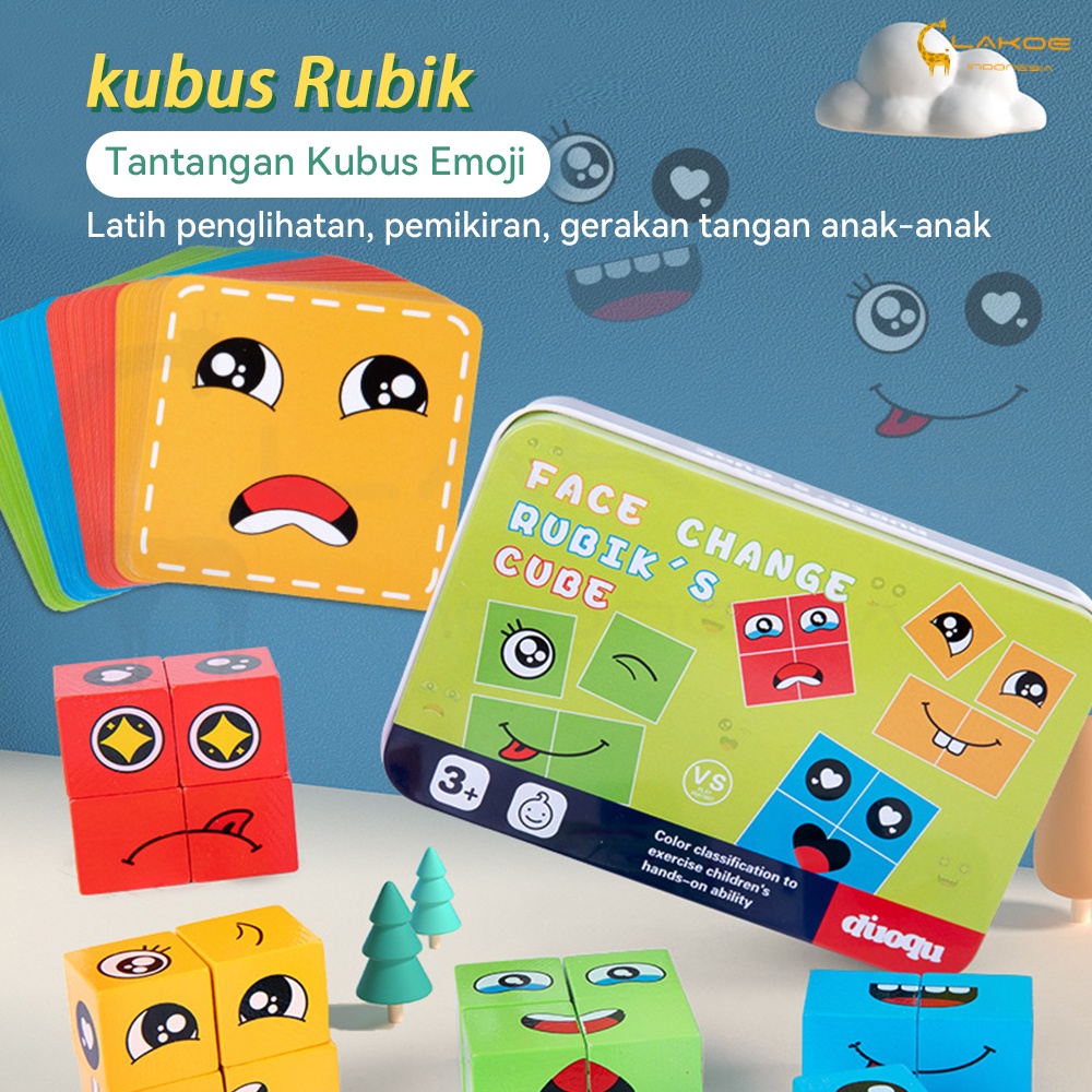 Lakoe Mainan Face Change Rubiks Cube/Mainan Susun Ekspresi Rubik Cube Kartu Bell Game/Puzzle Wajah