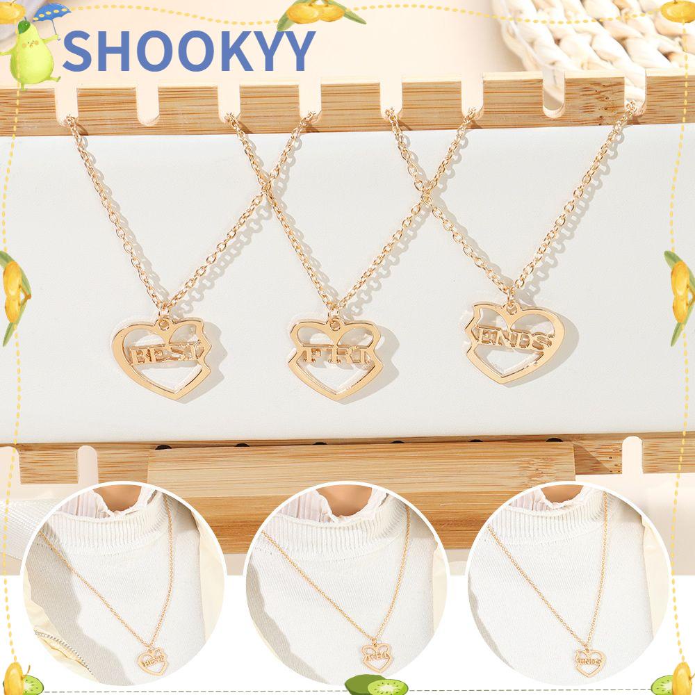 Chookyy 3pcs/set Liontin Berbentuk Hati Fashion Sahabat Liontin Memorial Perhiasan Jewelry Hadiah Hari Valentine