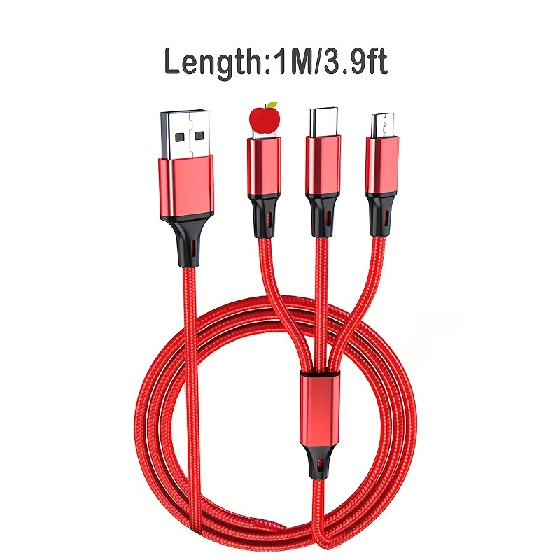 1pc/3in1 Kabel Charger 1.2m Dengan Micro USB Type C Port Universal (Khusus Pengisian) Surpport Pribadi