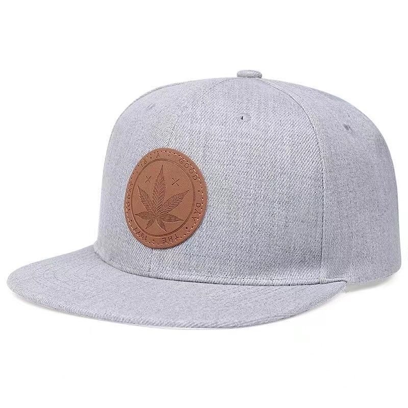 Cod Topi Label Kulit Daun Maple vintage Snapback Hip-hop youth vintage sun visor cap Untuk Pria Wanita Katun outdoor sport adjustable Hat