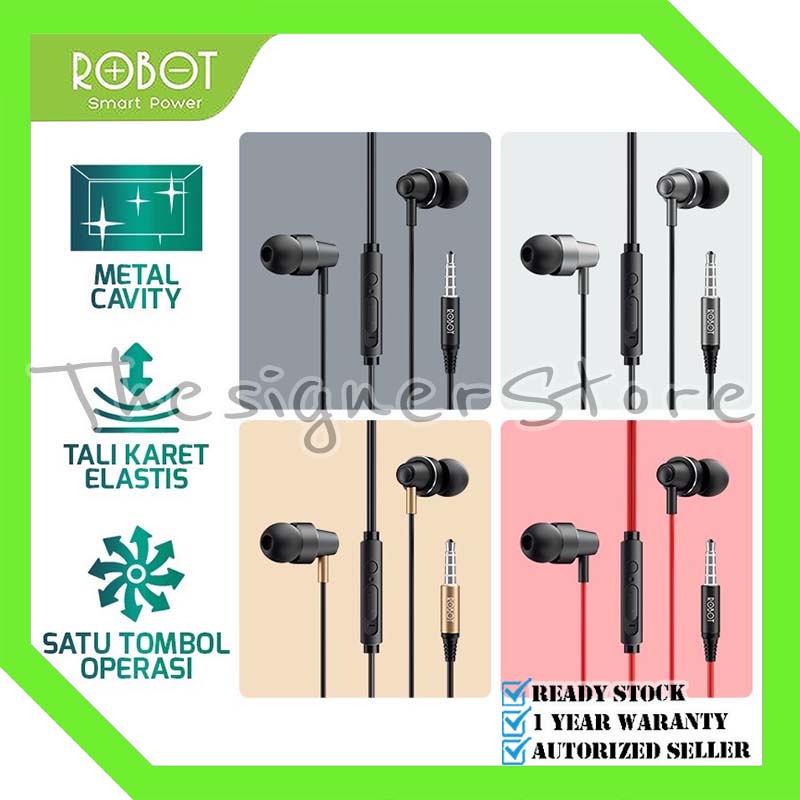 Robot Headset RE240S Handsfree Wired Powerful Bass High Sound Earphone Garansi Original Resmi