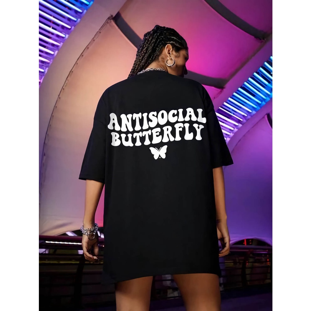 Kaos Oversize Antisocial Buterfly Kaos Pria Distro Baju Korea Style T-shirt Oversized Wanita & Pria 