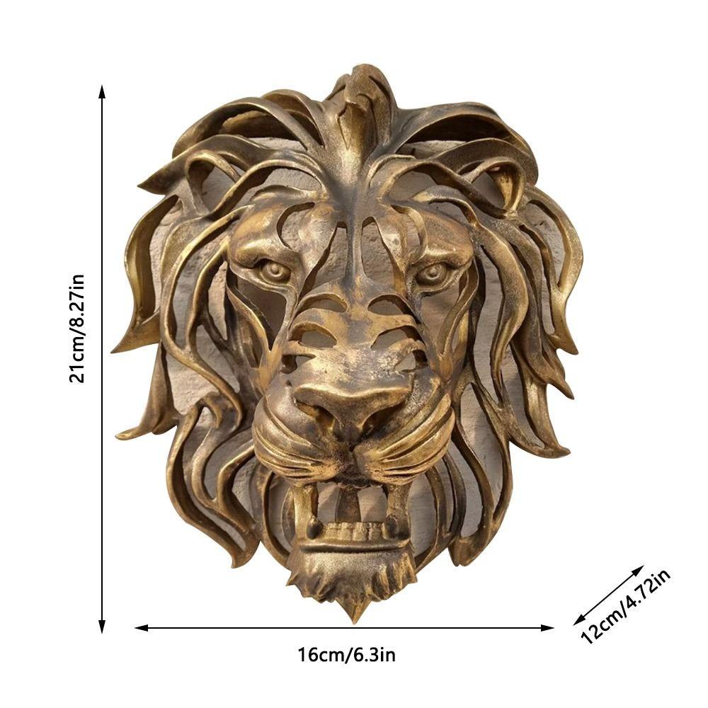 Populer Lion Head Wall Art Kreatif 3D Emas Kepala Singa Hiasan Gantung Seni Yang Dipasang Di Dinding