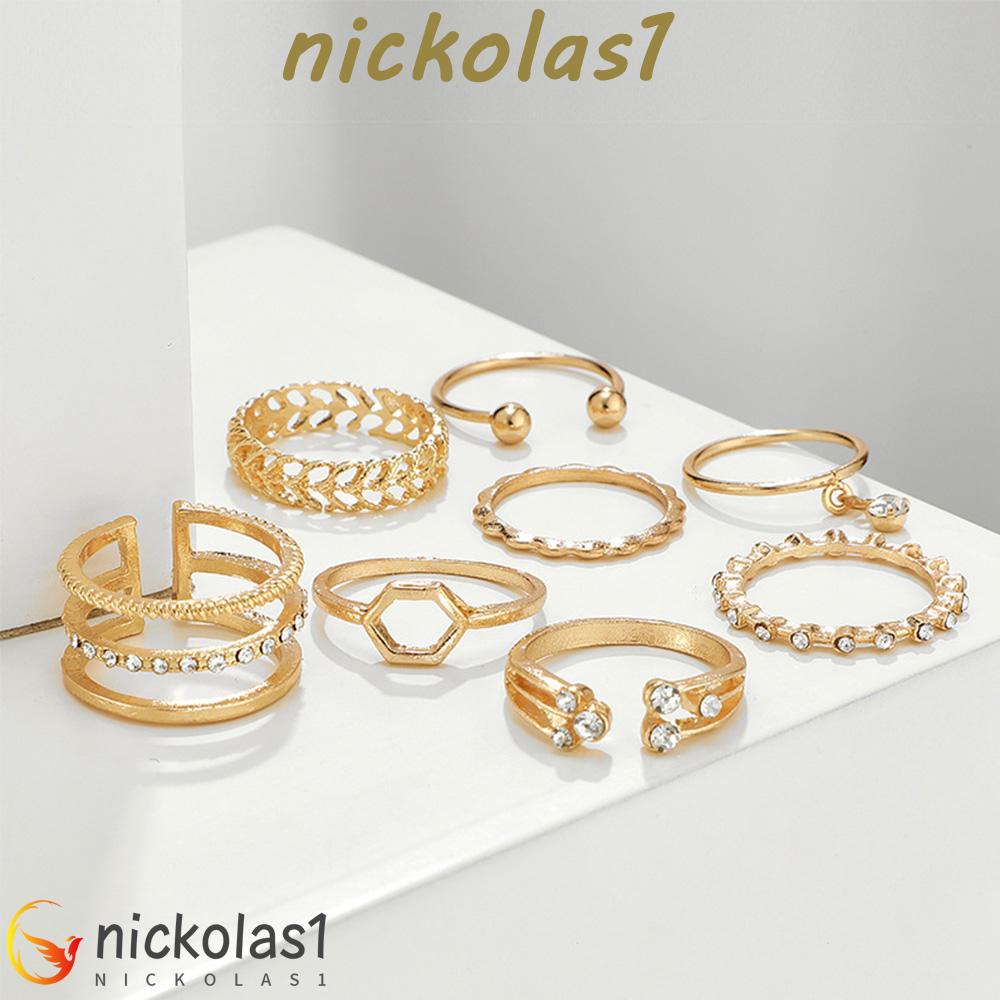 Nickolas1 Cincin Set Wanita Jari 8Pcs /Set Bohemian Berlian Imitasi Batu Kristal Wanita Perhiasan