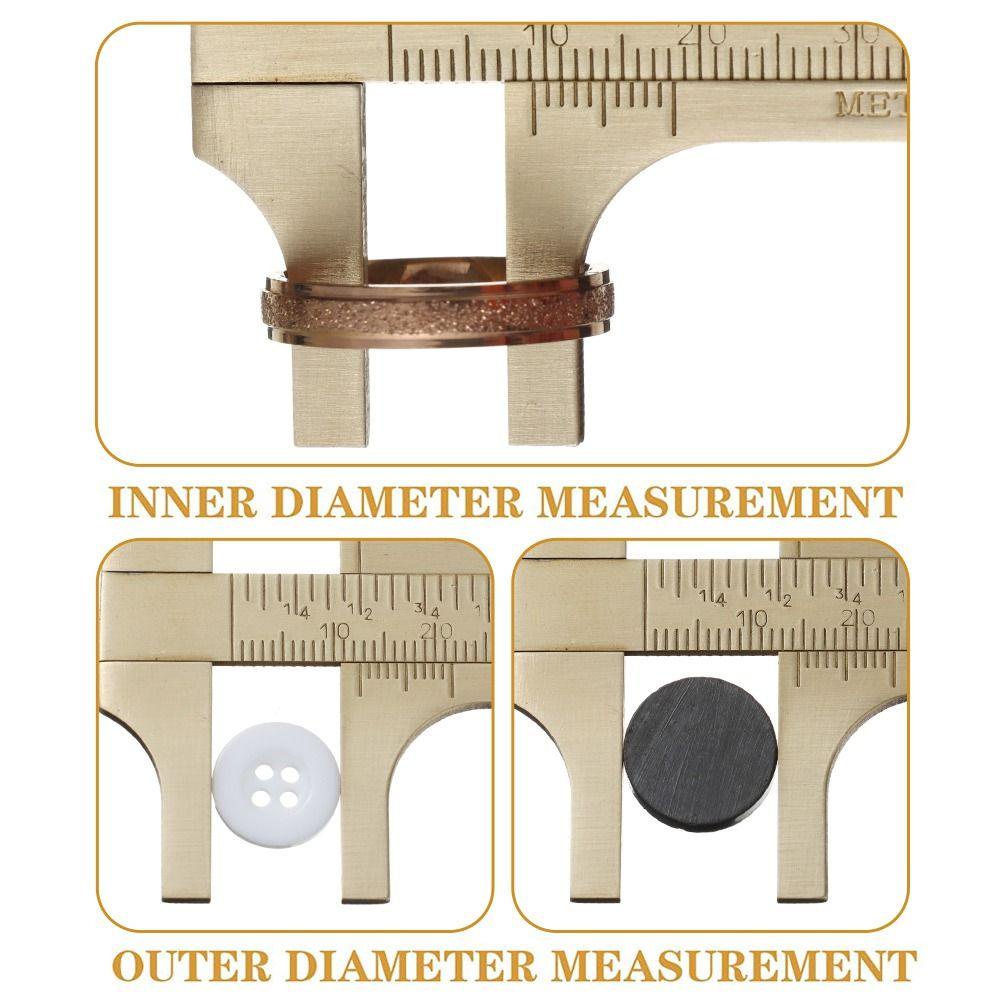 TOP 2buah Vernier Caliper Kuningan Untuk Manik Kawat Permata Cincin Pengukur Skala Ganda Alat Ukur Handy Caliper