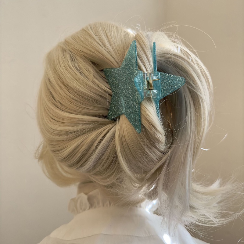 Gadis Pentagram Y2k Fashion Shiny Bintang Berujung Lima Rambut Klip Cakar/Koren INS Trendi Jepit Kecil/Manis Keren Hiu Klip/Temperamen Rasa Senior Aksesoris Rambut