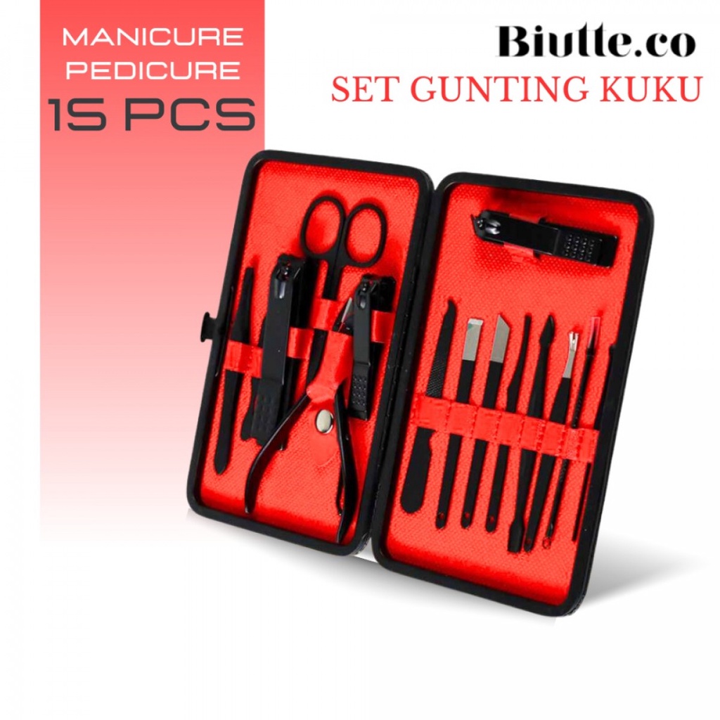 Biutte.co Art Set Manicure Pedicure Gunting Kuku 15 in 1  MR6103