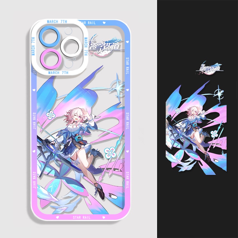 IPHONE Honkai Star Rail Himeko Phone Case Kompatibel Untuk Iphone14 11 13 12 Pro Max XS XR X8 7 6S Plus Mini Lembut Asta Maret 7th Casing Transparan TPU Silikon Shockproof Cover