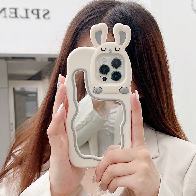 Stereoscopic Cartoon Rabbit Bunny Silicone Soft Case for IPhone 6S 7 8 Plus X XR Max iPhone 11 12 13 14 Pro Max Cute TPU Phone CASE Cute Pretty Girl's Fashion