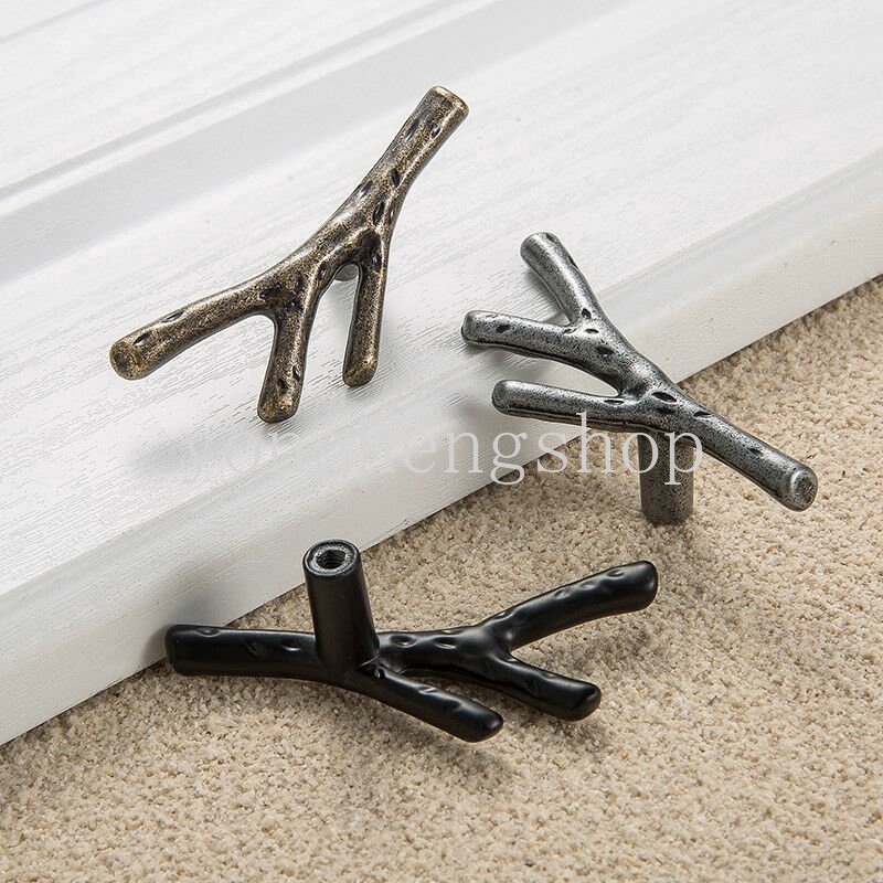 Kreatif Vintage Desain Cabang Pohon Perunggu Kabinet Handle Dapur Lemari Furniture Handle Knob Laci Tarikan Pintu Hardware