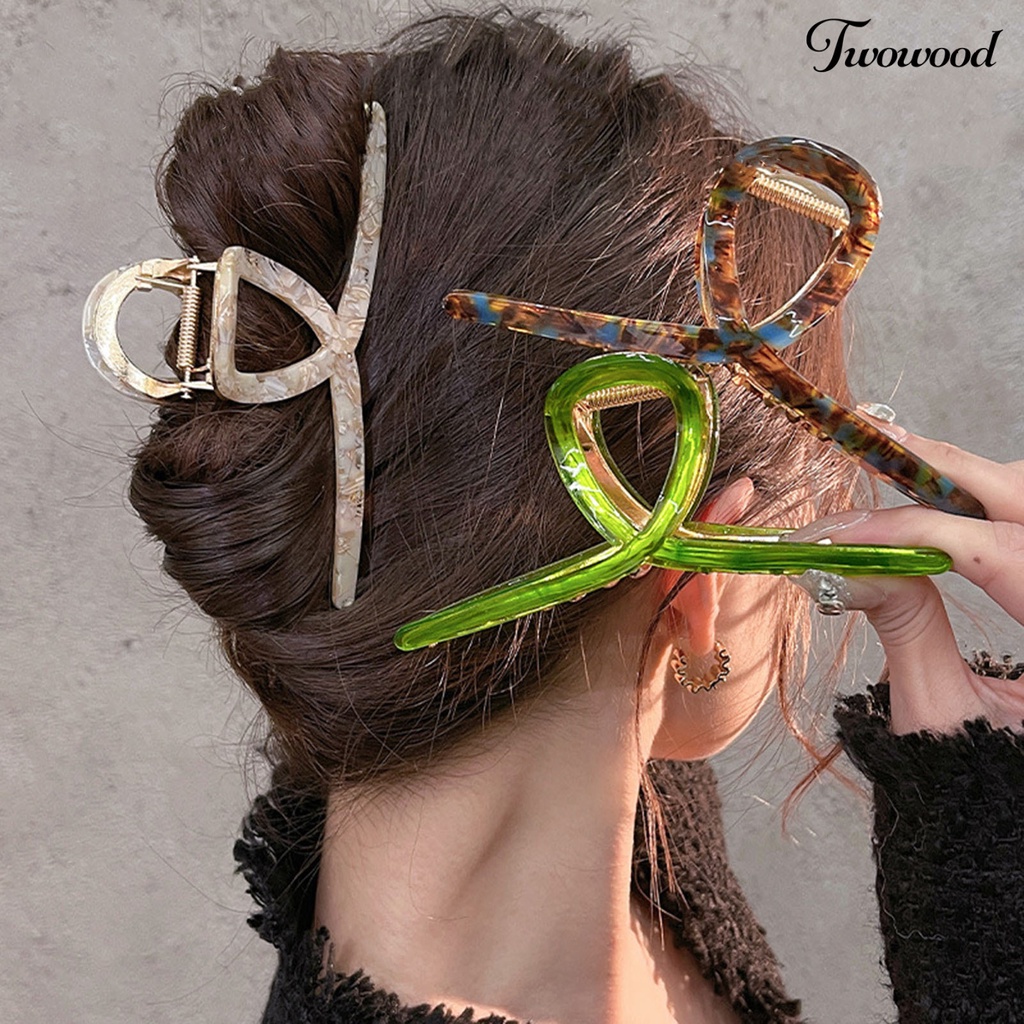 Twowood Vintage Crossing Teeth Hair Clip Simple Large Barrette Crab Hair Claw Asam Asetat Mandi Klip Rambut Aksesoris Rambut