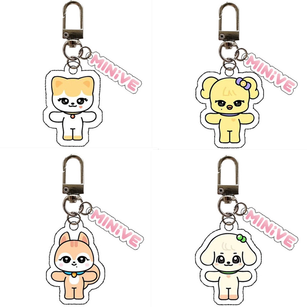 1pc IVE Gantungan Kunci Akrilik Gambar Kartun MINIVE Key Ring Hanging Up