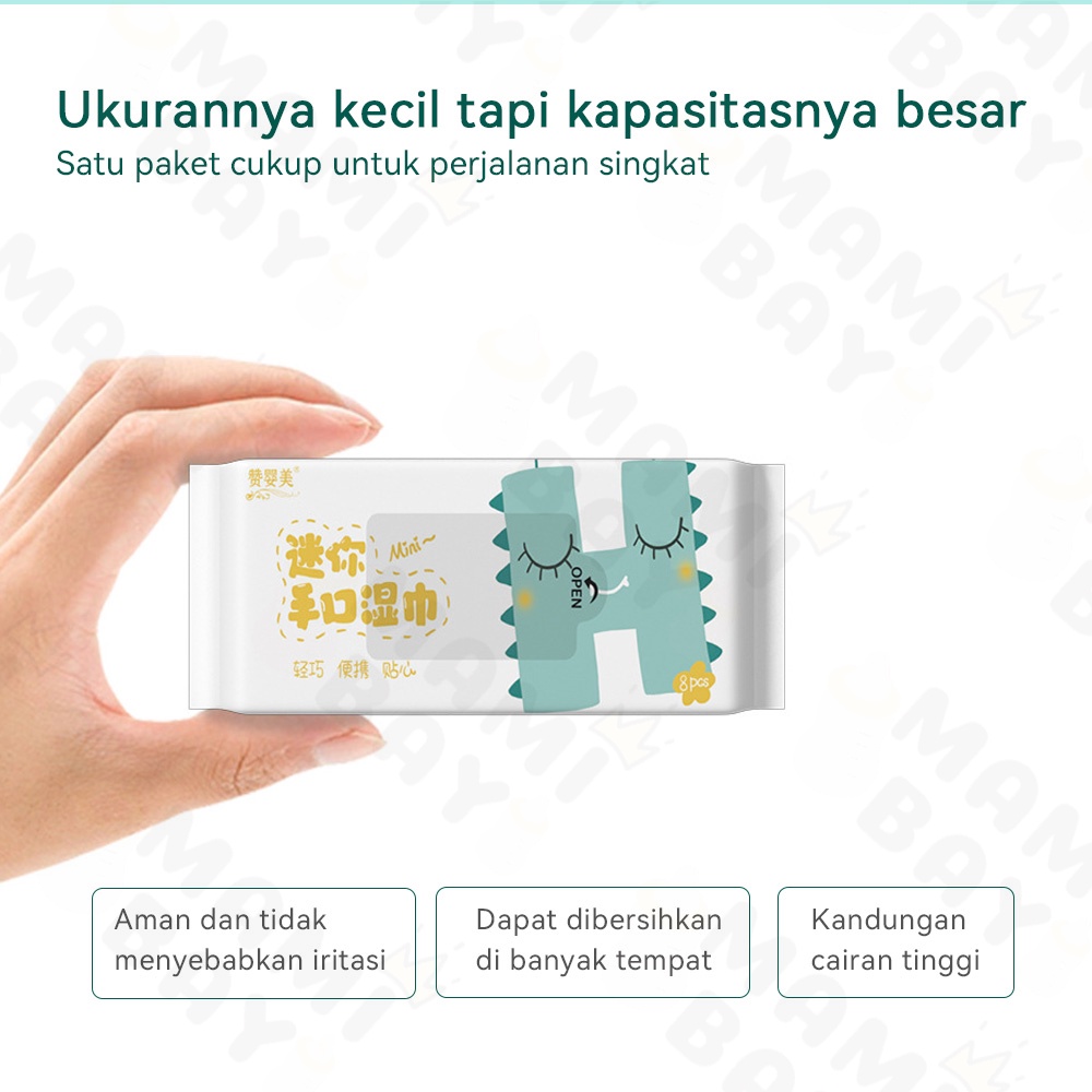 Mamibayi 8pcs/set baby wipes tisu basah mini tissue basah bayi