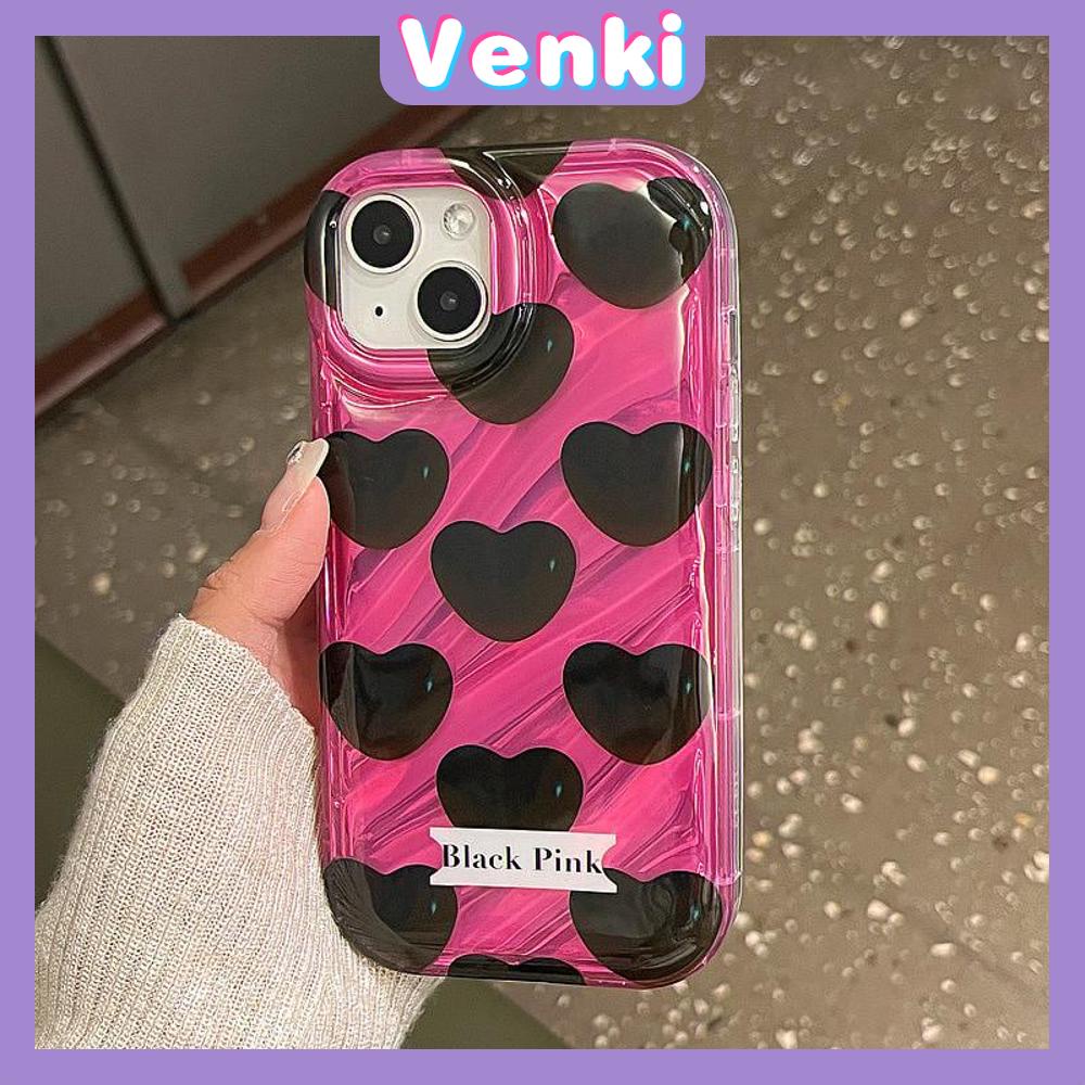 VENKI - Untuk iPhone 11 iPhone Case Laser Reflektif Bening Phone Case TPU Soft Shockproof Airbag Case Hitam Hati Kompatibel dengan iPhone 14 13 Pro Max 12 Pro Max XR 7 8PLus