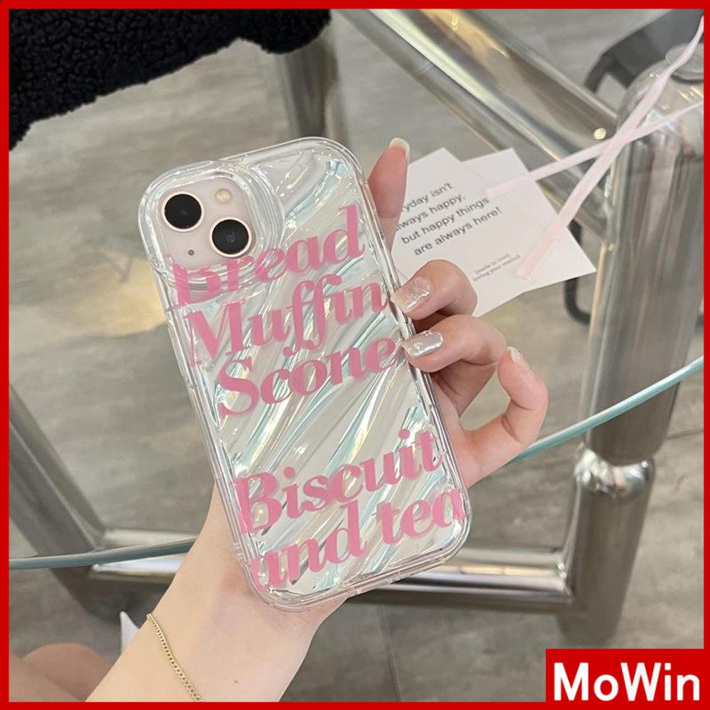 Case iPhone 14 Pro Max iPhone Case Laser Reflektif Bening Phone Case TPU Soft Case Airbag Tahan Guncangan Merah Muda Sederhana Bahasa Inggris Kompatibel dengan iPhone 13 Pro Max 12 Pro Max 11 Xr Xs Max