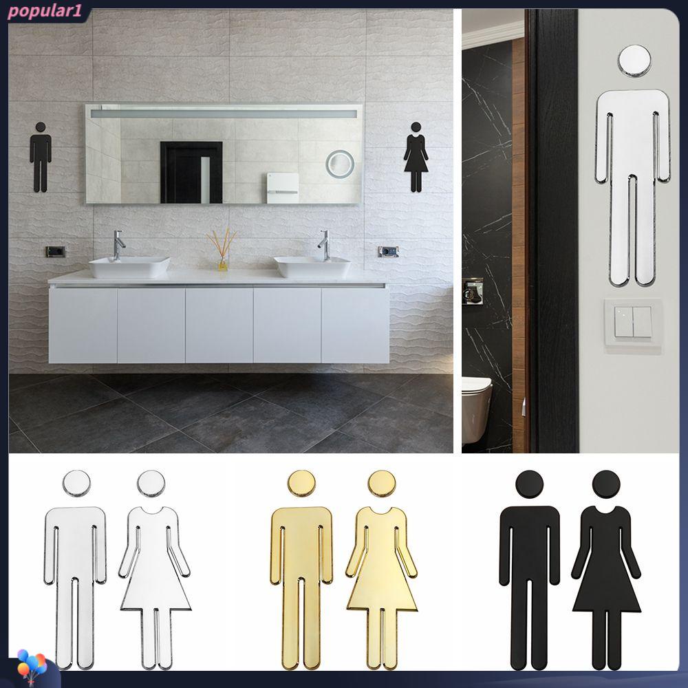 Populer 3D Toilet Sign Prompt Aksesoris Perekat Diri Dekorasi Dinding DIY Pintu Plakat