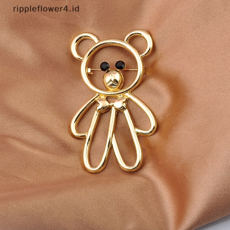 {rippleflower4.id} Bros Bergaya Wanita Baru Bros Beruang Berongga Lucu Trendi High-End Desain Pin Mantel Selendang Syal Kemeja Gesper Aksesoris Dekoratif~