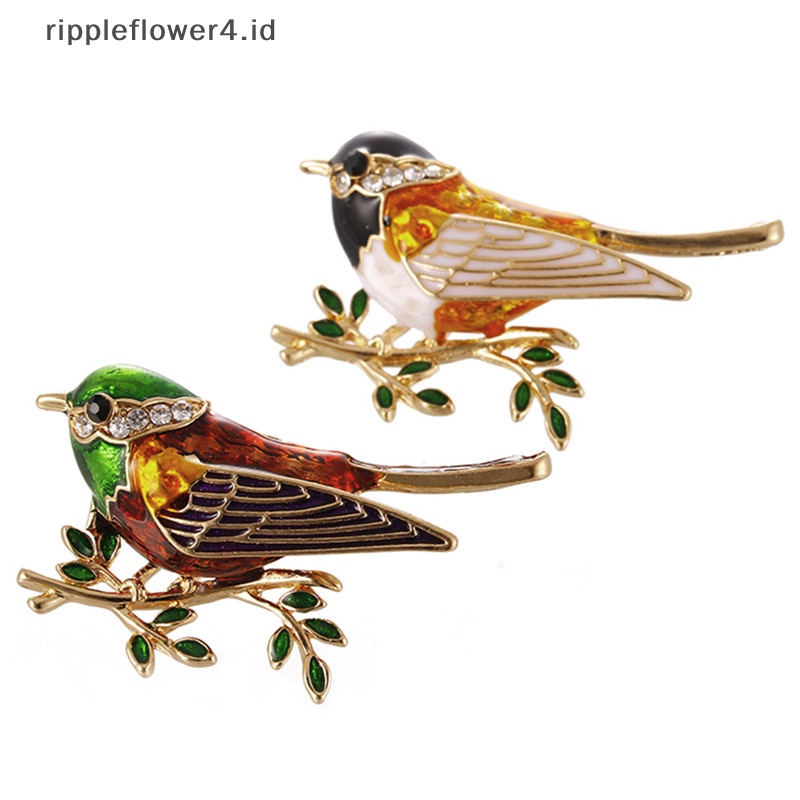 {rippleflower4.id} Enamel Burung Bros Pin Kristal Berlian Imitasi Hewan Bros Pin Pakaian Perhiasan~