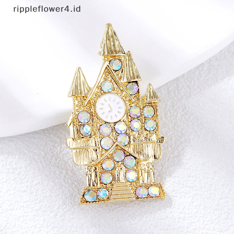 {rippleflower4.id} Fashion Berlian Imitasi Castle Bros Pin Untuk Wanita Pria Kerah Gaun Perhiasan Aksesoris~