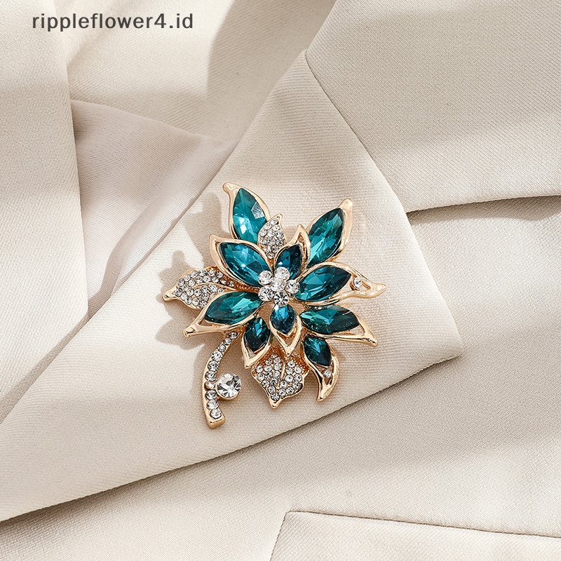 {rippleflower4.id} Indah Zirkon Bros Bunga Elegan Untuk Wanita Gaun Syal Topi Mantel Pakaian Fashion Cocok Aksesoris~